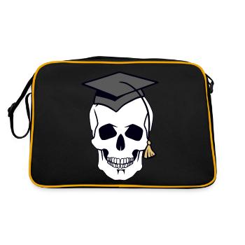 Skull Skull Creepy Student Uni Halloween - Retro Bag - black/gold - Back