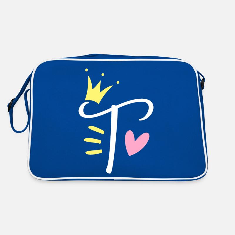 Buchstabe T Anfangsbuchstabe Krone Retro Tasche