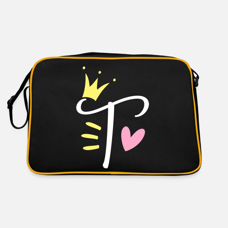Letter T Initial Letter Crown Retro Bag