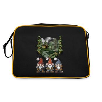 Waldbewohner Märchenfigur Fantasy Zwerge Märchen - Retro Tasche - Schwarz/Gold - Hinten
