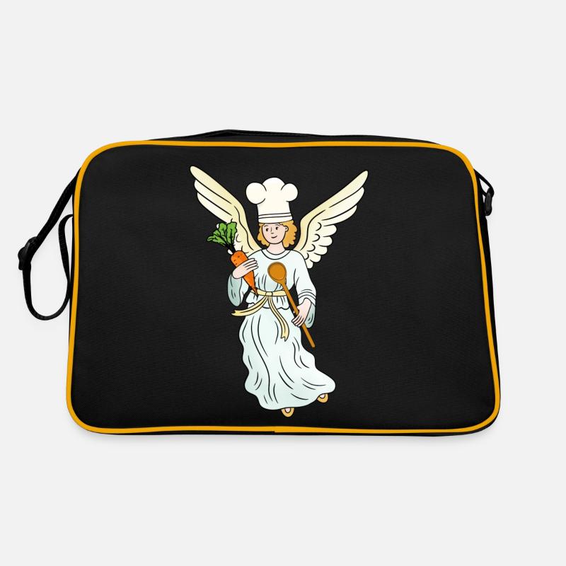 Engel Koch himmlisch Kochen Köchin Köche Kochkust - Retro Tasche - Schwarz/Gold