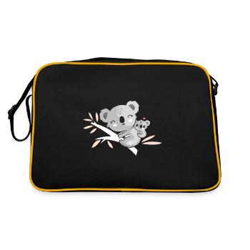 Große Schwester werdende Mama Niedlicher Koala - Retro Tasche - Schwarz/Gold - Hinten