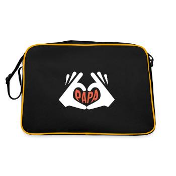 Papa Superpapa Ich liebe Papa Geschenk Weihnachtsferien - Retro Tasche - Schwarz/Gold - Hinten