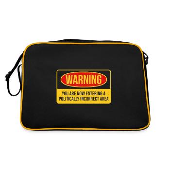 Warning design for politically incorrect people - Retro Bag - black/gold - Back