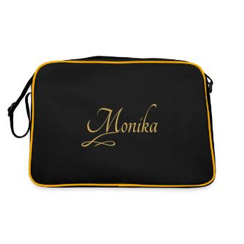 Vorname von Monika - Retro Tasche - Schwarz/Gold - Hinten