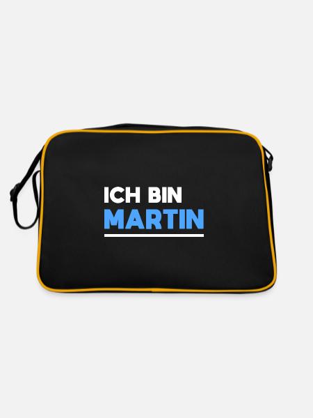 Martin Name Spruch für stolze Martins - Retro Tasche - Schwarz/Gold - Hinten