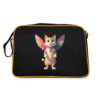 Chat arc-en-ciel avec des ailes - Sac Retro - noir/or - Dos
