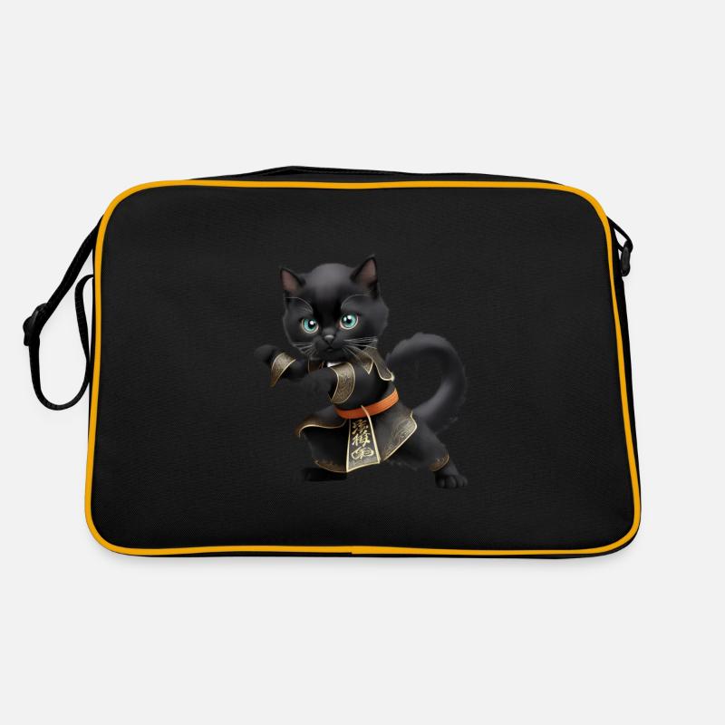 A black cat Retro Tasche