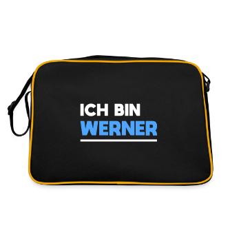 Werner Name Spruch für stolze Werner - Retro Tasche - Schwarz/Gold - Hinten