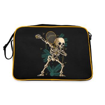 Dabbing Skeleton Tennisspieler mit Tennisschläger - Retro Tasche - Schwarz/Gold - Hinten