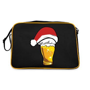 Weihnachten Weihnachtsfeier Weihnachtsmann Bier - Retro Tasche - Schwarz/Gold - Hinten