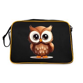 Süße Eule - Retro Tasche - Schwarz/Gold - Hinten