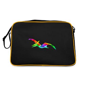 Colorful Rainbow Pteranodon Pterosaur Dino - Retro Bag - black/gold - Back