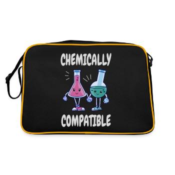 Chemisch kompatibel - Verliebt Chemie Wissenschaft - Retro Tasche - Schwarz/Gold - Hinten