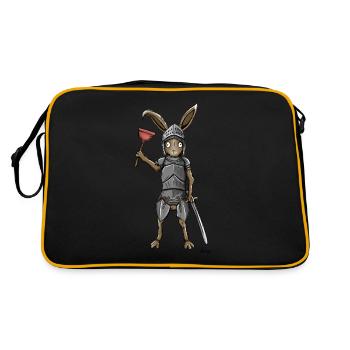 Funny medieval rabbit in armor - Retro Bag - black/gold - Back