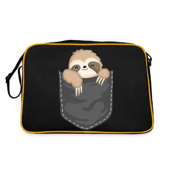 Sweet sloth in breast pocket - Retro Bag - black/gold - Back