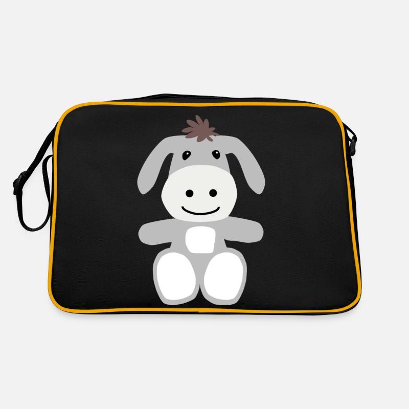 Drolliger grauer Esel Für Esel Freunde Geschenk - Retro Tasche - Schwarz/Gold