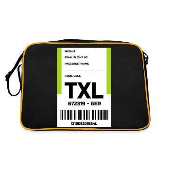 Airport Travel Label Sticker Tegel TXL - Retro Bag - black/gold - Back