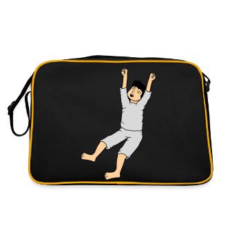 Mann im Schlafanzug - Retro Tasche - Schwarz/Gold - Hinten