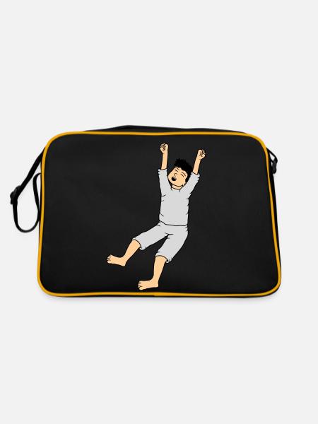 Mann im Schlafanzug - Retro Tasche - Schwarz/Gold - Hinten