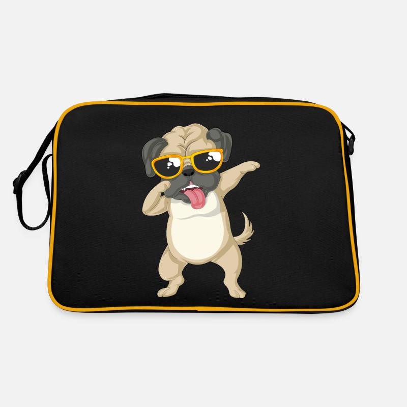 dabbing Mops - Retro Tasche - Schwarz/Gold