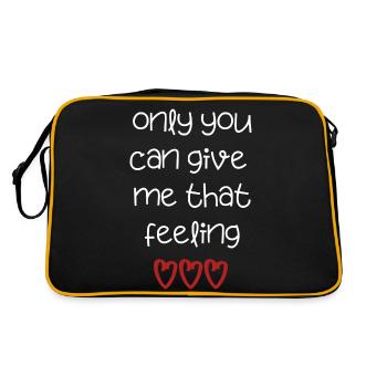 love liebe Valentinstag verliebt Englisch Spruch - Retro Tasche - Schwarz/Gold - Hinten