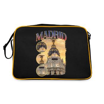Madrid Espagne Ville Skyline Accueil Amour Vacances - Sac Retro - noir/or - Dos