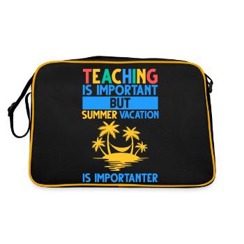 Unterrichten ist wichtig, aber Sommerferien - Retro Tasche - Schwarz/Gold - Hinten