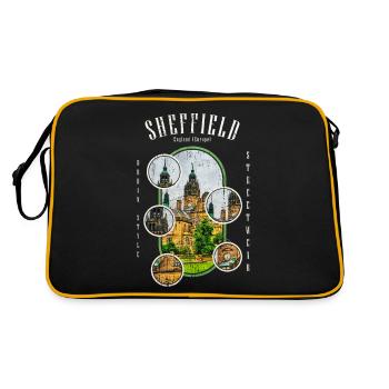 Sheffield Angleterre UK City Skyline Accueil Amour - Sac Retro - noir/or - Dos