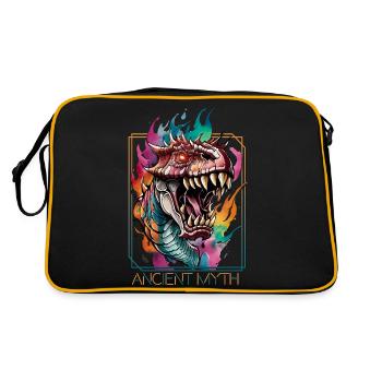Drachenkopf: Eine Hommage an alte Mythen - Retro Tasche - Schwarz/Gold - Hinten