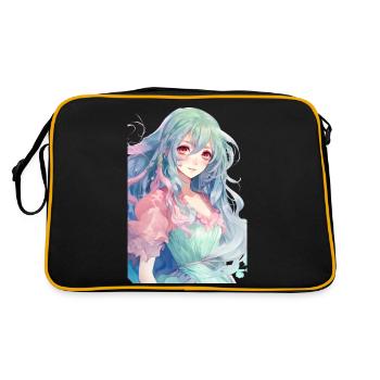 Fille d’anime aux cheveux bleus et verts - Sac Retro - noir/or - Dos