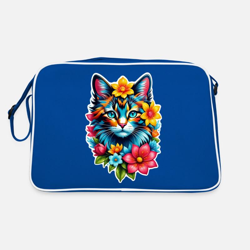 chat et fleur aquarelle Sac Retro