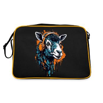 Sheep with Headphones - Retro Bag - black/gold - Back