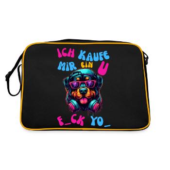 Rottweiler "Fuck You" - Retro Tasche - Schwarz/Gold - Hinten