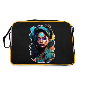 Afro Frau - Schönheit - Retro Tasche - Schwarz/Gold - Hinten