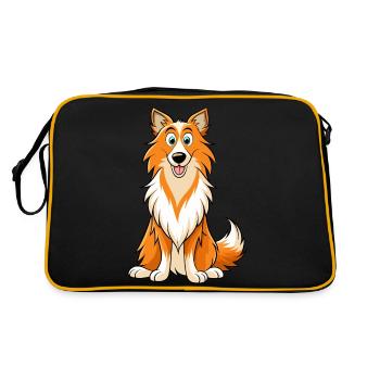 Gentle Expression Collie Digital Art - Retro Bag - black/gold - Back