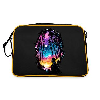 Silhouette / Forêt / Portrait / Arbres / Personne - Sac Retro - noir/or - Dos
