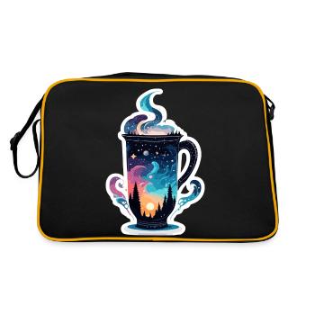 Silhouette / Forêt / Portrait / Arbres / Mug - Sac Retro - noir/or - Dos