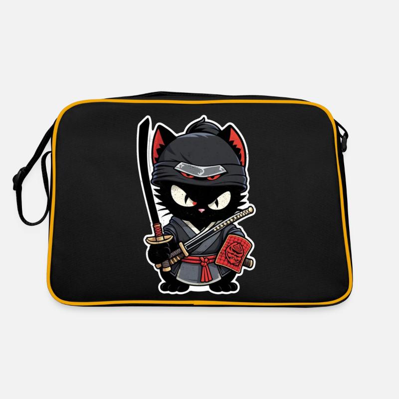 chat ninja - chaton samourai Sac Retro
