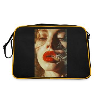 Femme fumeuse aux lèvres rouges | IA - Sac Retro - noir/or - Dos