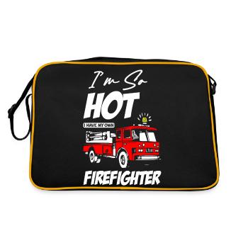 Funny I m So Hot I Have My Own Firefighter Fire - Retro Tasche - Schwarz/Gold - Hinten
