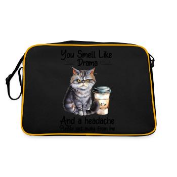 No Drama Cat Tee - Sip Coffee & Stay Sassy - Retro Bag - black/gold - Back
