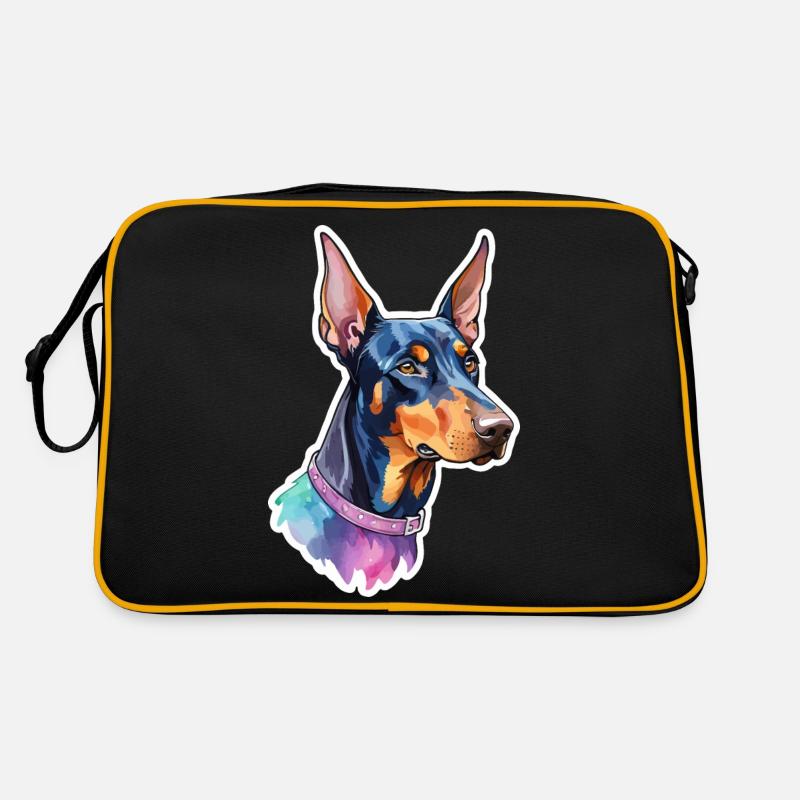 Dobermann Wasserfarben Retro Tasche