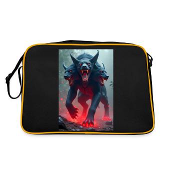 Cerbère, chien noir à trois têtes, yeux brillants - Sac Retro - noir/or - Dos