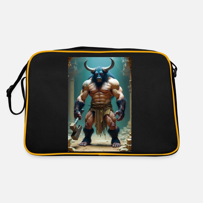Minotaur, massive bull-headed warrior gripping axe Retro Bag