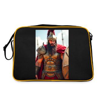 Ares, armored war god with crimson cape - Retro Bag - black/gold - Back