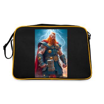Thor Thunderous Norse god mighty hammer Mjölni - Retro Bag - black/gold - Back