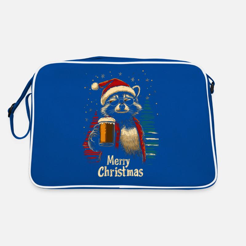 Weihnachten Bier Waschbär Retro Tasche