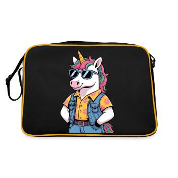 Funny Summer Unicorn - Retro Bag - black/gold - Back