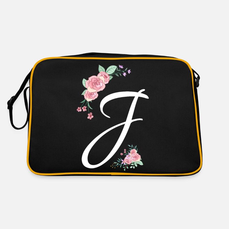 Buchstabe j Blumen Retro Tasche